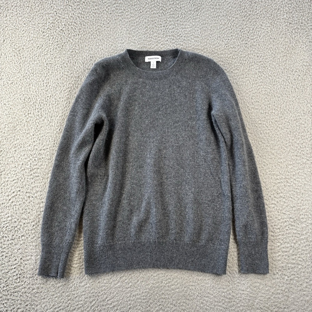 Nordstrom Cashmere Sweater Womens Small Grey Pullover Soft Luxury Minimalist